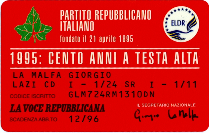 Tessera PRI 1995
