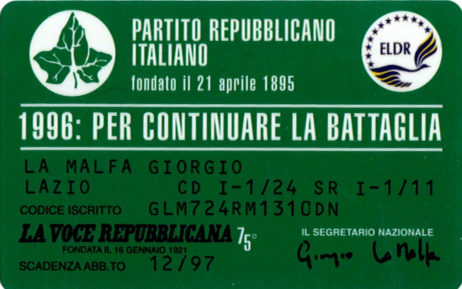 Tessera PRI 1996