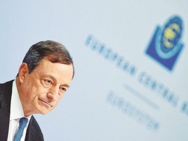 epa04848884 Mario Draghi, President of the European Central Bank (ECB), speaks during a press conference following a meeting of the bank's 25-head governing council in the ECB headquarters in Frankfurt Main, Germany, 16 July 2015. With the ECB having already said 16 July 2015 that it left its benchmark refinancing rate on hold at an historic low of 0.05 per cent, ECB has decided to boost emergency aid  - namely the Emergency Liquidity Assistance (ELA) scheme - to Greece's crisis-hit banks after the parliament in Athens agreed overnight to a round of tough reforms.  EPA/ARNE DEDERT